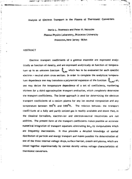 Analysis of Electron Transport in the Plasma of Thermionic Converters