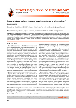 Insect Photoperiodism: Seasonal Development on a Revolving Planet *