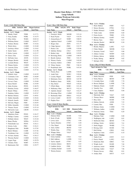 Hoosier State Relays - 3/17/2012 Large Schools Indiana Wesleyan University Meet Program