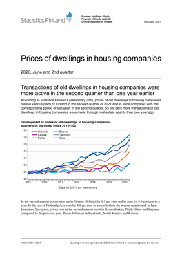 Prices of Dwellings in Housing Companies