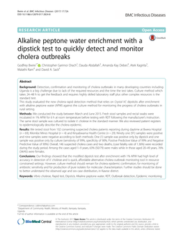 Alkaline Peptone Water Enrichment with a Dipstick Test to Quickly Detect
