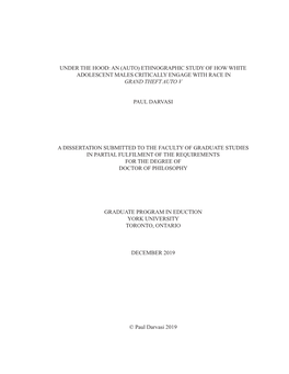 Under the Hood: an (Auto) Ethnographic Study of How White Adolescent Males Critically Engage with Race in Grand Theft Auto V