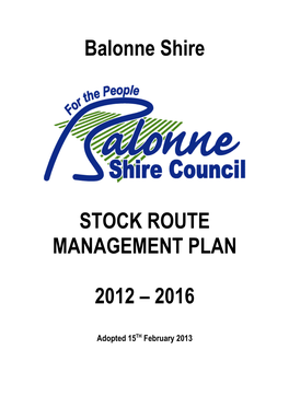 Stock Route Management Plan