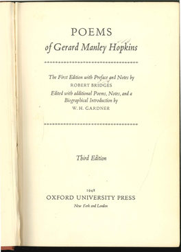 Of Gerard Manley Hopkins