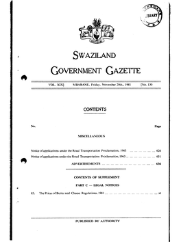 Swaziland Government Gazette and the Times of Swaziland for the Reason That the Surname of NXUMALO Is My Mother’S Surname As I Was Brought up by My Mother’S Family