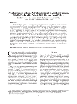 Proinflammatory Cytokine Activation Is Linked to Apoptotic Mediator, Soluble Fas Level in Patients with Chronic Heart Failure