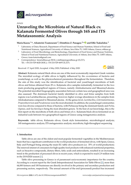 Unraveling the Microbiota of Natural Black Cv. Kalamata Fermented Olives Through 16S and ITS Metataxonomic Analysis