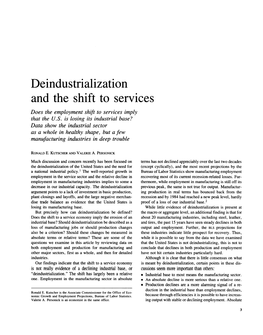 Deindustrialization and the Shift to Services Does the Employment Shift to Services Imply That the U.S