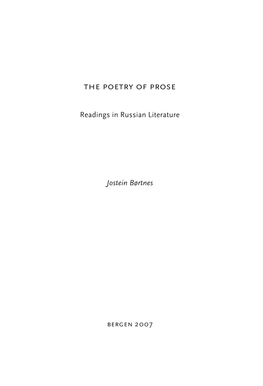 The Poetry of Prose