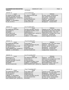 Calendrier Poule A