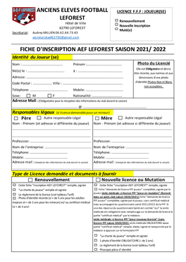 Fiche Inscription Enfants 2021:2022