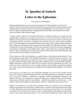 St. Ignatius of Antioch Letter to the Ephesians