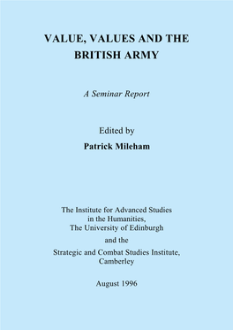 Value, Values and the British Army