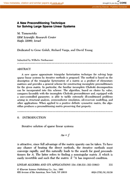 A New Preconditioning Technique for Solving Large Sparse Linear Systems