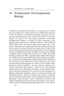 18 Evolutionary Developmental Biology