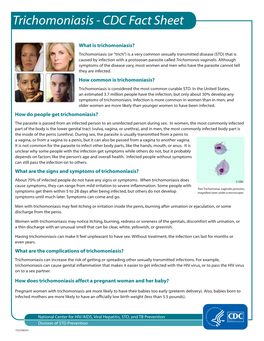 Trichomoniasis - CDC Fact Sheet