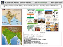 Incredible India Year 8 Summer Term