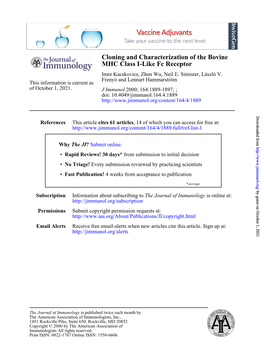 MHC Class I-Like Fc Receptor Cloning and Characterization of The