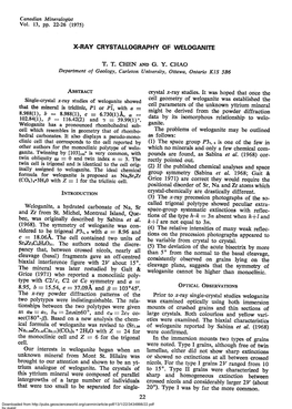 X-Ray Crystallography of Weloganite