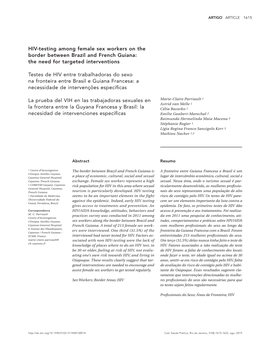 HIV-Testing Among Female Sex Workers on the Border Between Brazil and French Guiana: the Need for Targeted Interventions