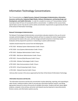 Information Technology Concentrations