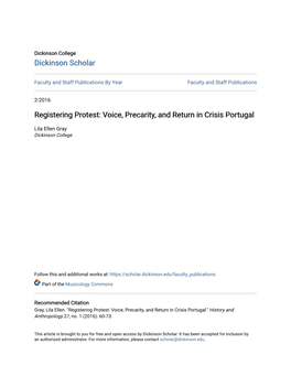 Registering Protest: Voice, Precarity, and Return in Crisis Portugal