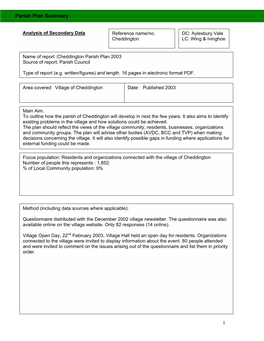 Parish Plan Summary 1