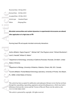 Microbial Communities and Nutrient