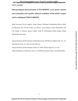 Pharmacological Characterization of JNJ-40068782, a New Potent, Selective