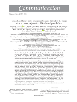 The Past and Future Roles of Competition and Habitat in the Range- Wide Occupancy Dynamics of Northern Spotted Owls