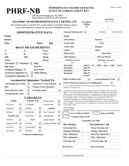 2016 PHRF Certificate Form