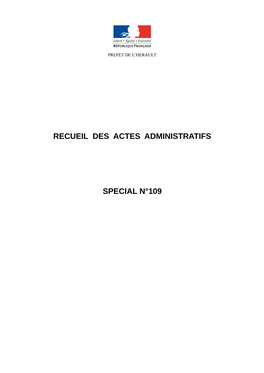 Recueil Des Actes Administratifs Special N°109