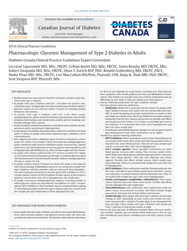 Pharmacologic Glycemic Management of Type 2 Diabetes In