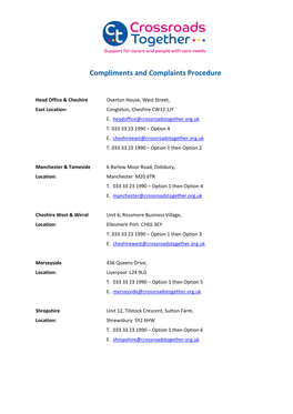 Compliments and Complaints Procedure