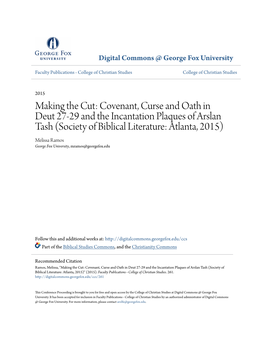 Covenant, Curse and Oath in Deut 27-29 and the Incantation Plaques