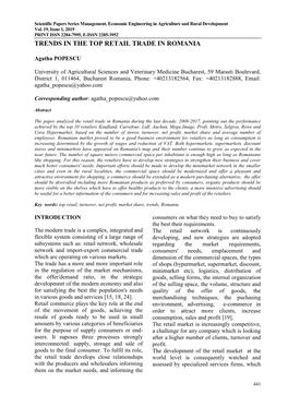 Trends in the Top Retail Trade in Romania