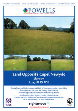 Land Opposite Capel Newydd Llansoy, Usk, NP15 1DE