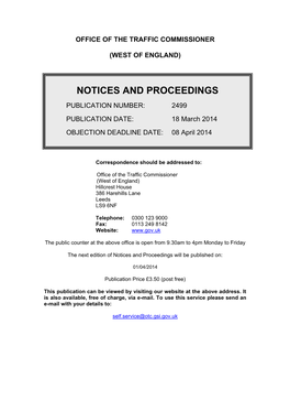 Notices and Proceedings: West of England: 18 March 2014