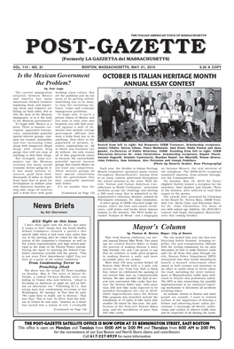 News Briefs Mayor's Column