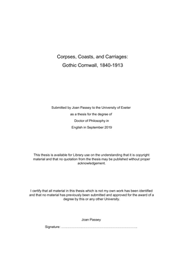 Corpses, Coasts, and Carriages: Gothic Cornwall, 1840-1913