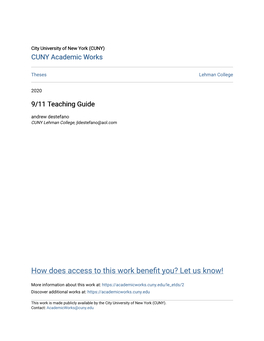 9/11 Teaching Guide Andrew Destefano CUNY Lehman College, Jldestefano@Aol.Com