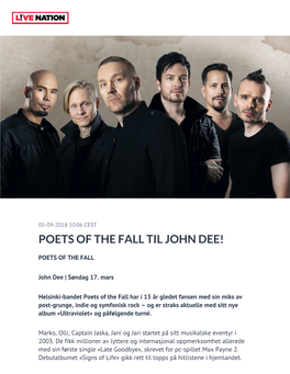 Poets of the Fall Til John Dee!