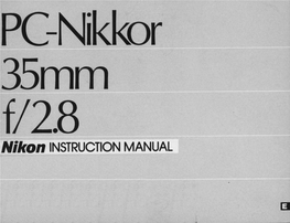PC-Nikkor 35Mm F/2.8 Nikon INSTRUCTION MANUAL NOMENCLATURE