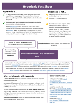 Hyperlexia Fact Sheet