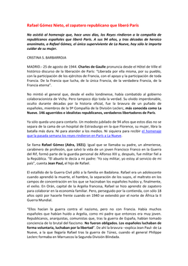 Rafael Gómez Nieto, El Zapatero Republicano Que Liberó París