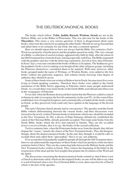 The Deuterocanonical Books