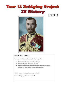 Russia Booklet Part 3. the Last Tsar