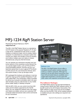 MFJ-1234 Rigpi Station Server Reviewed by Pascal Villeneuve, VA2PV Va2pv@Arrl.Net