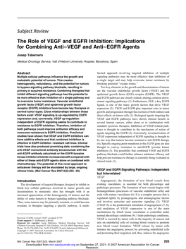 Implications for Combining Anti–VEGF and Anti–EGFR Agents