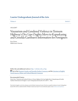 Voyeurism and Gendered Violence in Tomson Highwayâ•Žs Dry Lips